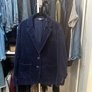 Lands' End Navy Blue Corduroy Blazer